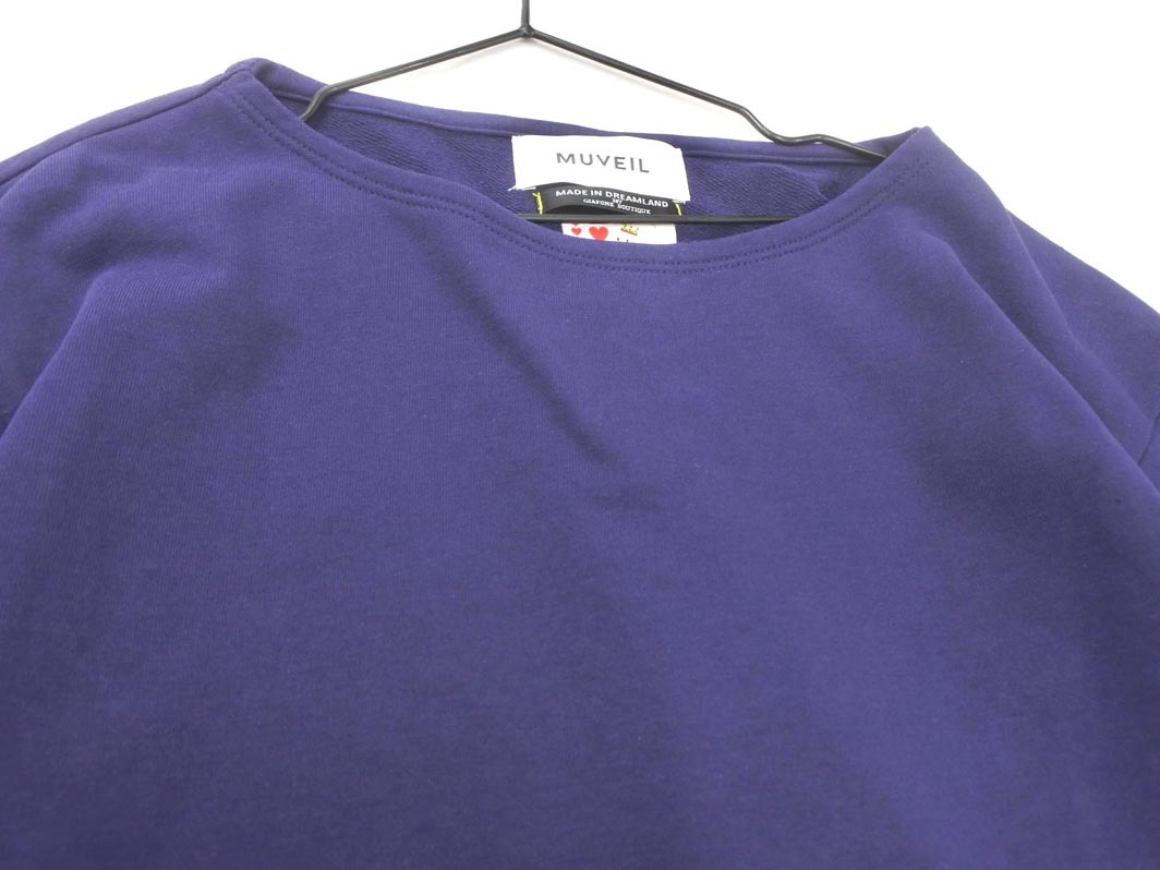 MUVEIL ミュベール ウール混 無地 カットソー size36/紺 ◇■ ☆ fkc8 レディース_画像3