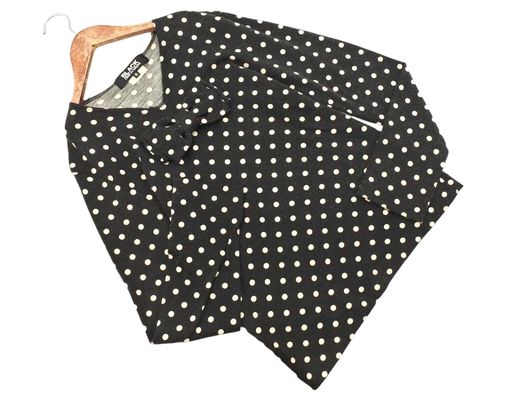 BLACK COMME des GARCONS ブラック コムデギャルソン ウール100% ドット リボン カットソー sizeS/黒 ◇■ ☆ fkc8 レディース_画像1