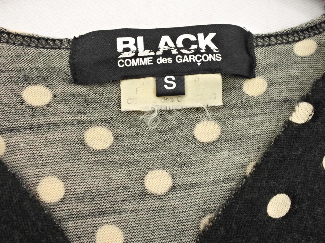 BLACK COMME des GARCONS ブラック コムデギャルソン ウール100% ドット リボン カットソー sizeS/黒 ◇■ ☆ fkc8 レディース_画像4