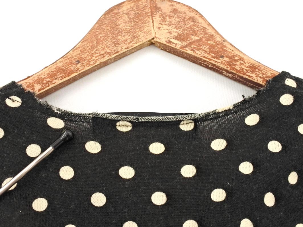 BLACK COMME des GARCONS ブラック コムデギャルソン ウール100% ドット リボン カットソー sizeS/黒 ◇■ ☆ fkc8 レディース_画像7