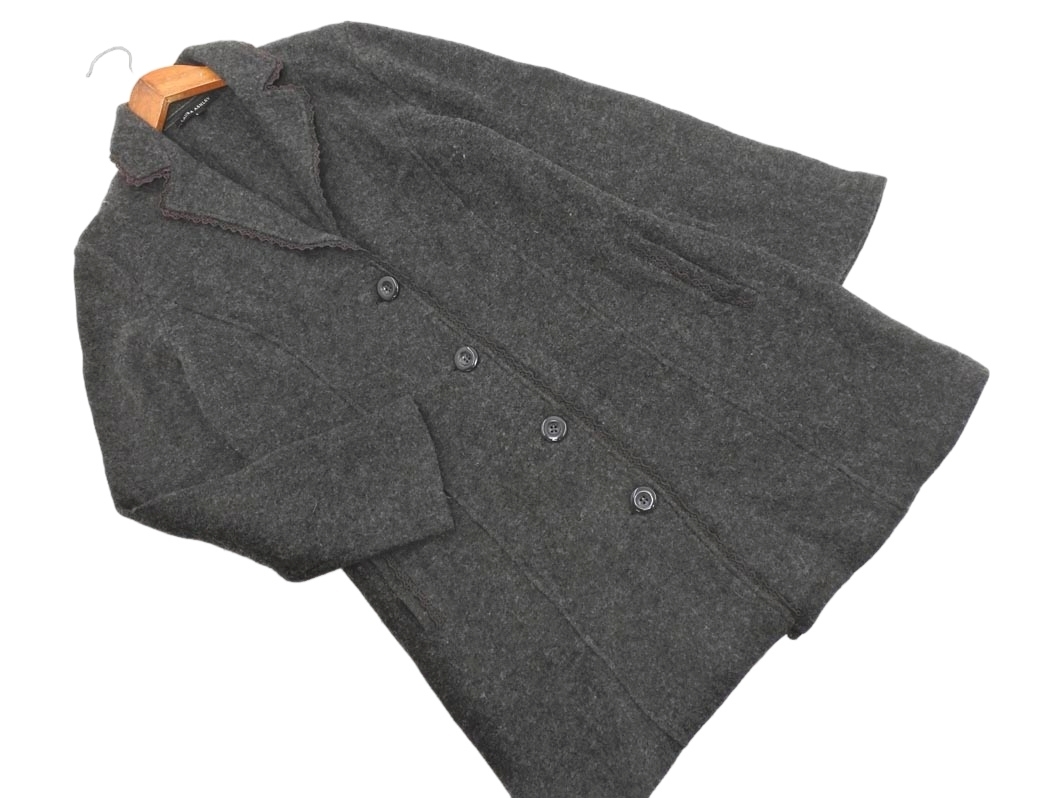 LAURA ASHLEY ローラ アシュレイ ウール100% レース ジャケット sizeM/チャコール ◇■ ☆ fkc8 レディース_画像1