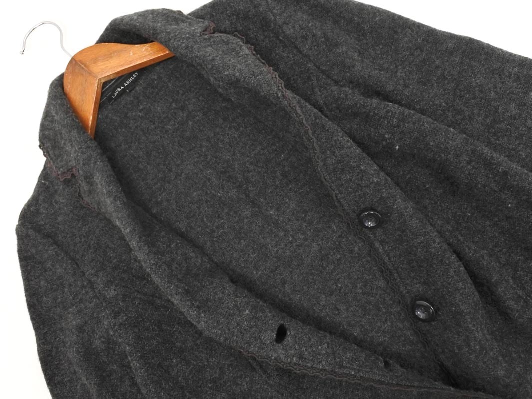 LAURA ASHLEY ローラ アシュレイ ウール100% レース ジャケット sizeM/チャコール ◇■ ☆ fkc8 レディース_画像5