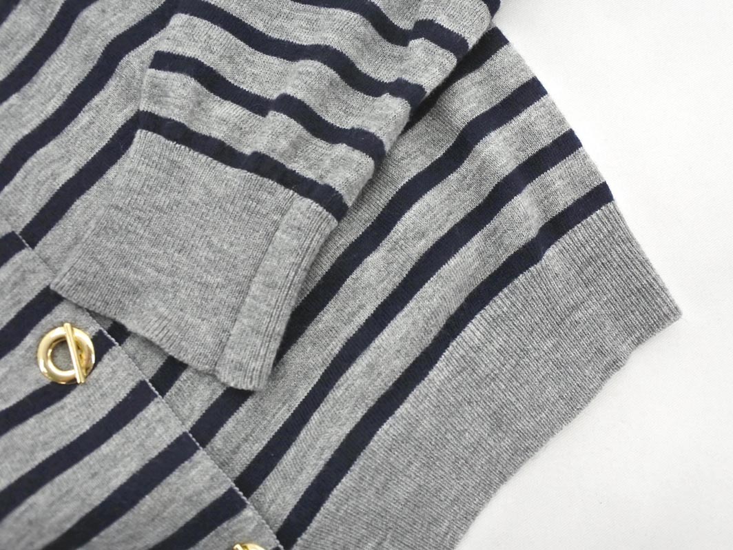 NATURAL BEAUTY BASIC ナチュラルビューティーベーシック ボーダー カーディガン sizeM/グレーｘ濃紺 ◇■ ☆ fkc8 レディース_画像2