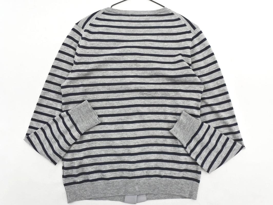 NATURAL BEAUTY BASIC ナチュラルビューティーベーシック ボーダー カーディガン sizeM/グレーｘ濃紺 ◇■ ☆ fkc8 レディース_画像5