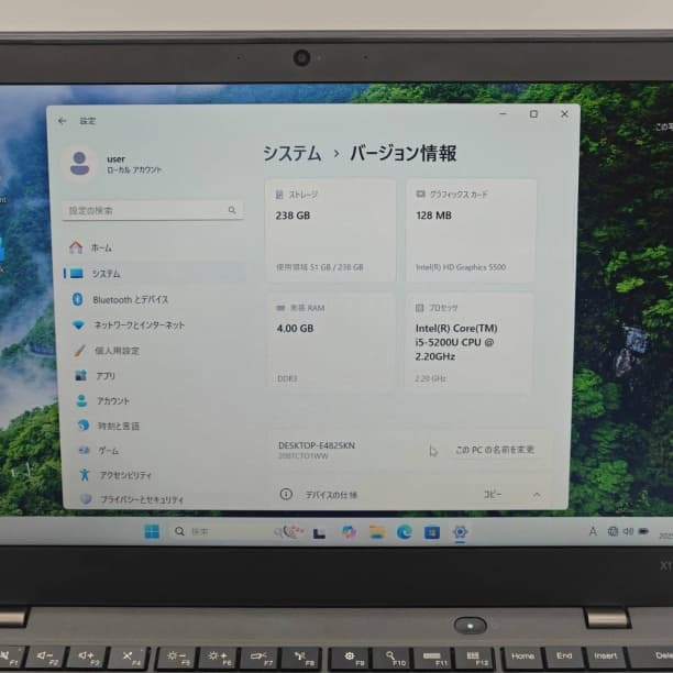 フルHD 14 レノボ ノートPC Thinkpad X1 carbon 20BTCTO1WW Core i5-5200U windows11 pro 4GB SSD256GB カメラあり オフィス (C230)_画像3