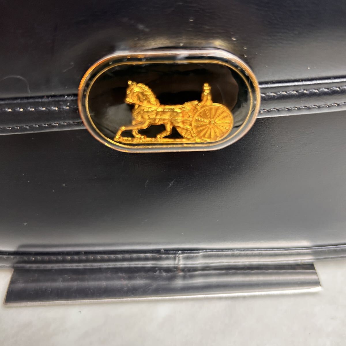 【極希少】CELINE セリーヌ フィービー期 馬車金具 90s 本革 レザー ワンショルダーバッグ ハンドバッグ ブラック_画像3