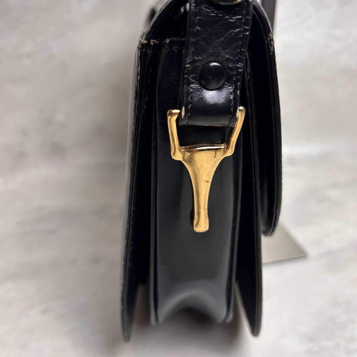 【極希少】CELINE セリーヌ フィービー期 馬車金具 90s 本革 レザー ワンショルダーバッグ ハンドバッグ ブラック_画像7