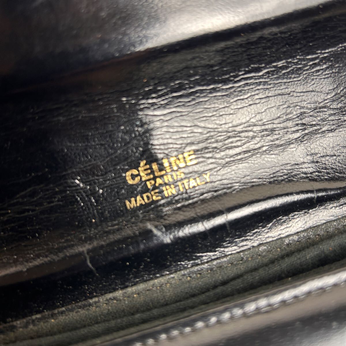 【極希少】CELINE セリーヌ フィービー期 馬車金具 90s 本革 レザー ワンショルダーバッグ ハンドバッグ ブラック_画像9