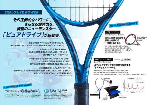 新品未開封 バボラ ピュアドライブ チーム Babolat PURE DRIVE TEAM G3 硬式テニスラケット 2021 送料無料 国内正規品_画像4