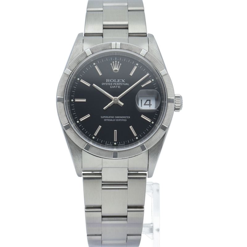 ロレックス オイスターパーペチュアルデイト メンズ時計 15210(P) SS メンズ時計 ブラック 仕上げ済 2000年 美品_画像2
