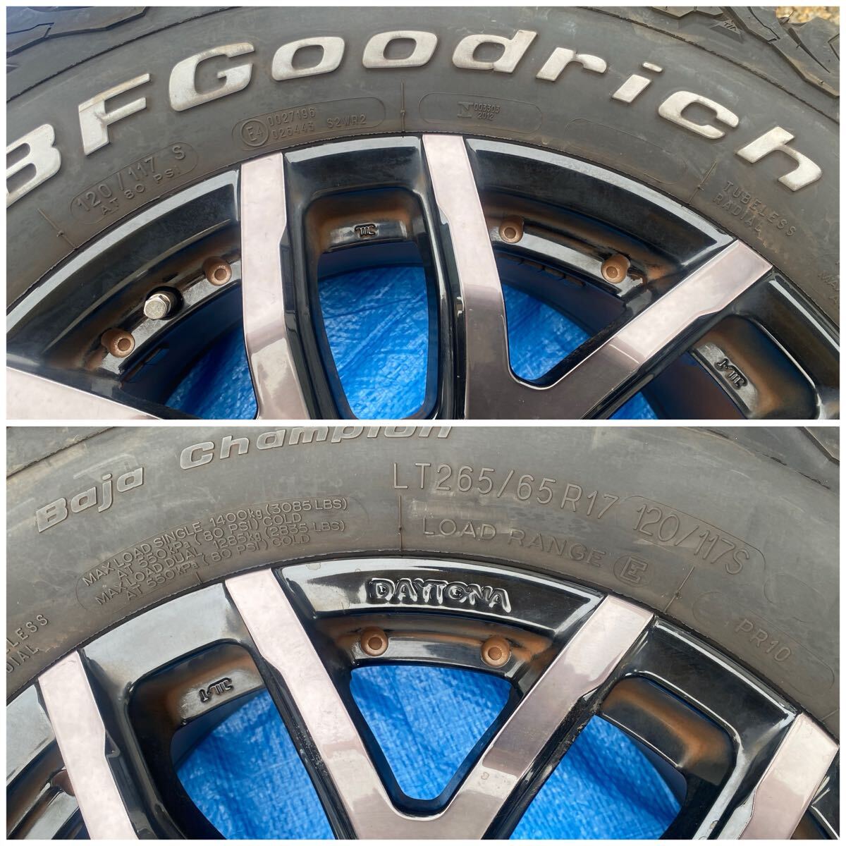 ★ RAYSレイズDAYTONAデイトナFDX-F6 17インチ★ タイヤBFGOODRICH ALL-TERRAIN　L/T 265/65R17★中古タイヤホイール付き４本セット_画像6