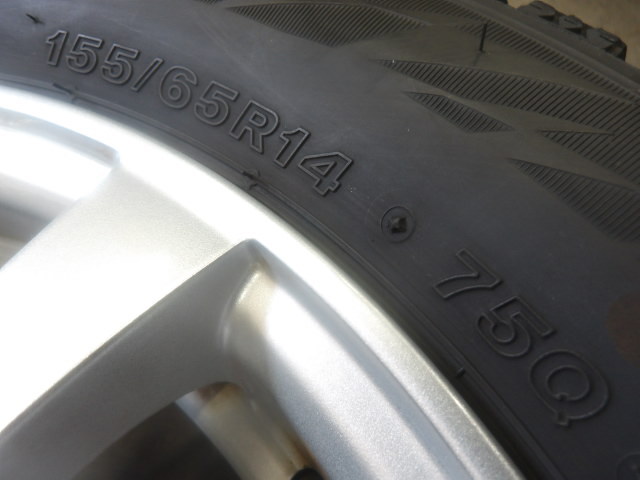 raurion weds アルミ ホイール 14インチ 14X4.5J+45 4H PCD100・2023年製 155/65R14 VRX2 スタッドレスタイヤ付 4本_画像6