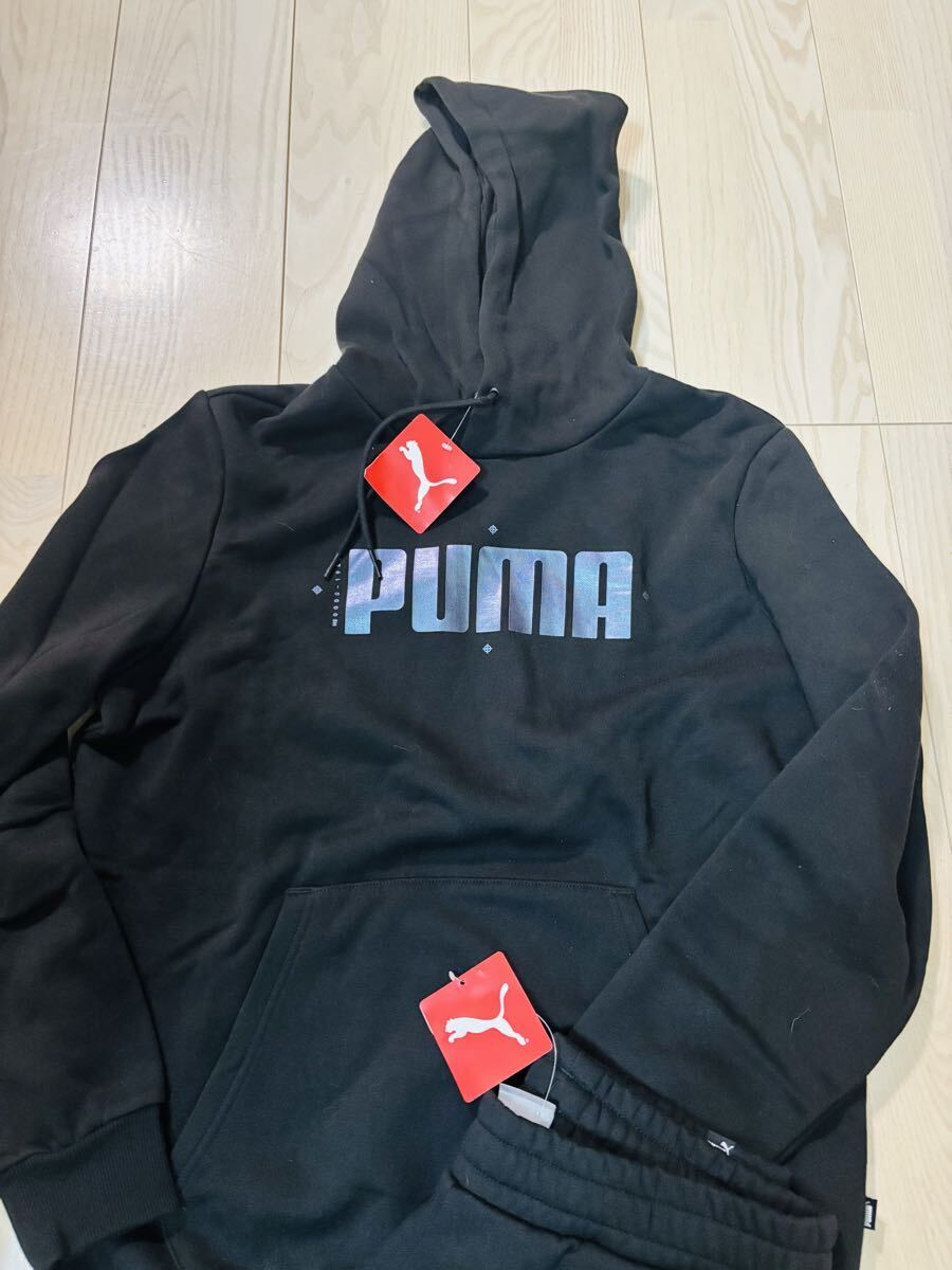 ☆新品未使用タグ付 PUMA プーマ 上下セット パーカー スウェット セットアップ 黒☆サイズL_画像2