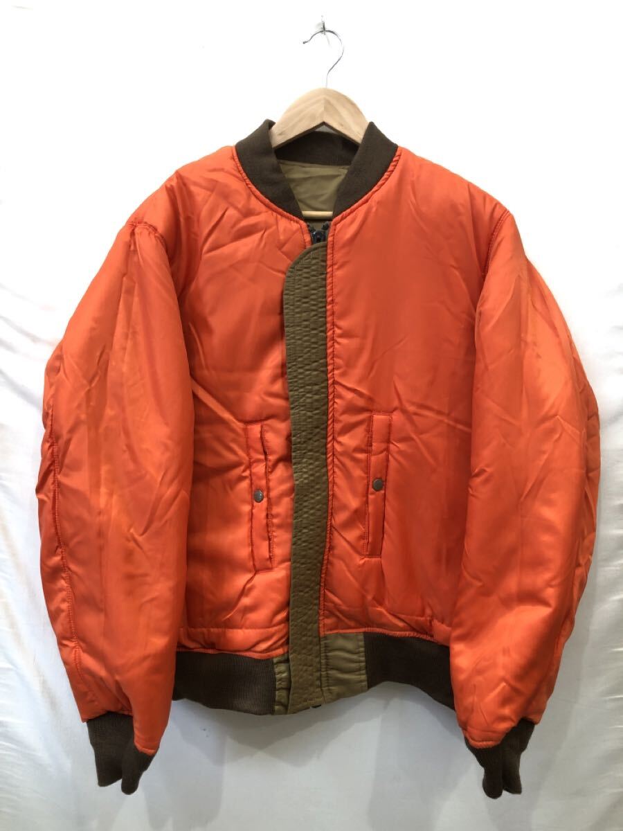 ts20251117【AVIREX】アヴィレックス フライトジャケット ナイロン XL ゴールド MA-1 COMMERCIAL エムエーワン 6102170 無地 _画像7