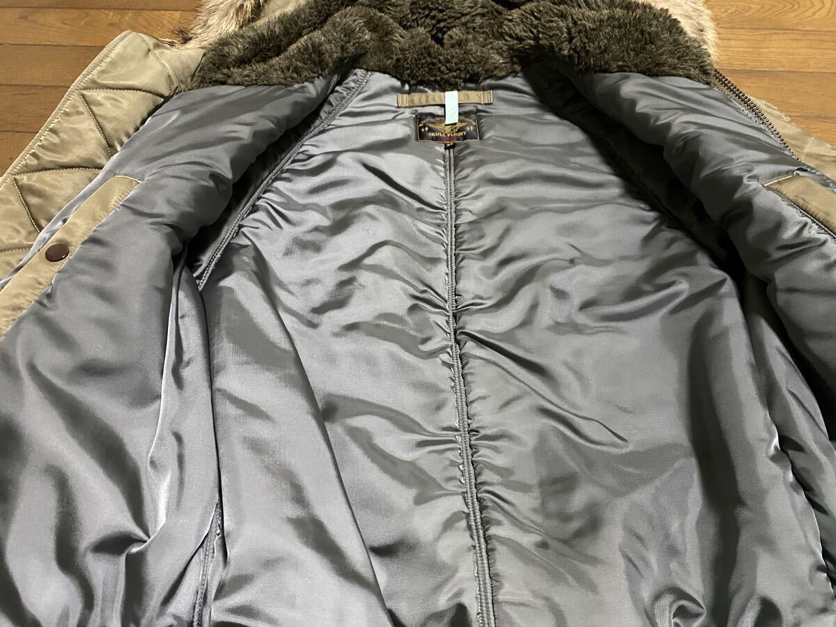 SKULL FLIGHT N-2A スカルフライト size 36 クリーニング済み　バイカー　フライトジャケット　ミリタリー　アメカジ　リアルファー_画像7