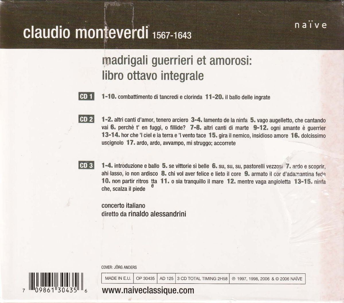 アレッサンドリーニ★モンテヴェルディ／マドリガーレ集第８巻【3CD】_画像2