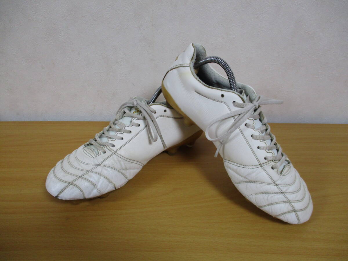 ヒュンメル★サッカー用＜カンガルー革スーパーワイドスパイク・シューズ＞★25.5ｃｍ　オフホワイト・ゴールド_画像1