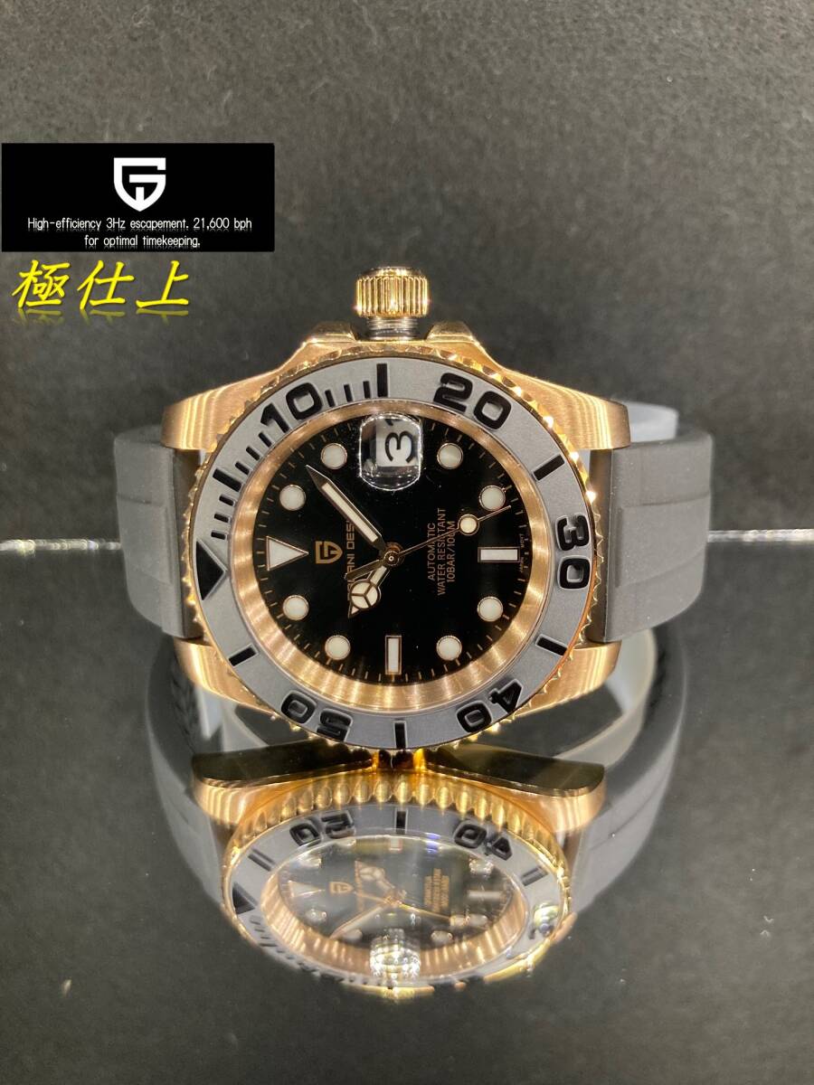 ■極仕上/調整済/10日保証付/新品に極めて近い1回だけ使用USED/中古品(機械式時計)ヨットマスターRGオマージュ/ブラック/日本製MOV_画像1