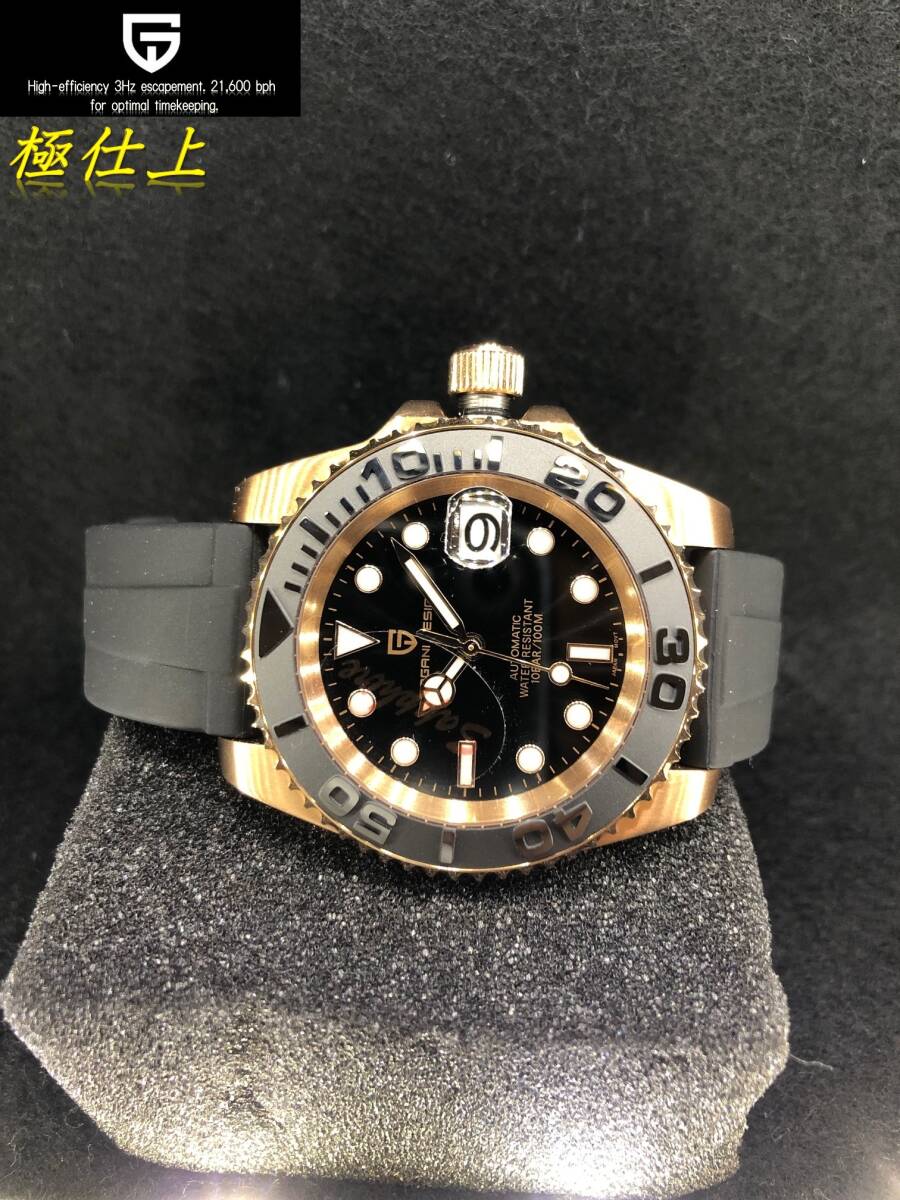 ■極仕上/調整済/10日保証付/新品に極めて近い1回だけ使用USED/中古品(機械式時計)ヨットマスターRGオマージュ/ブラック/日本製MOV_画像5