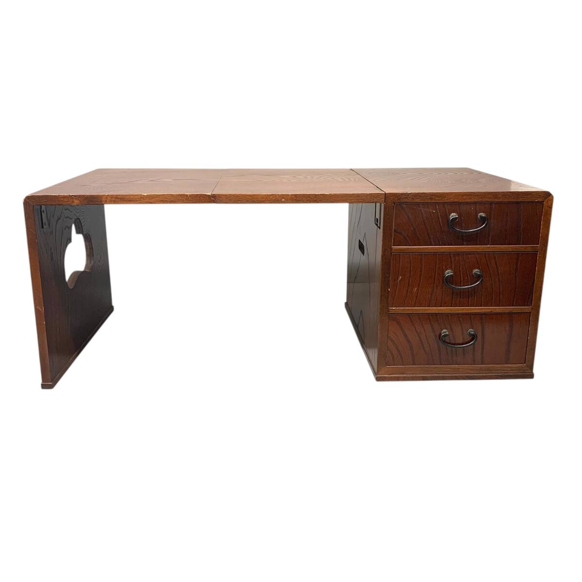 25C525_ジ4【アンティーク】折り畳み式文机 平机 袖机 稽古机 作業台 木製家具 インテリア 現状品 中古_画像2