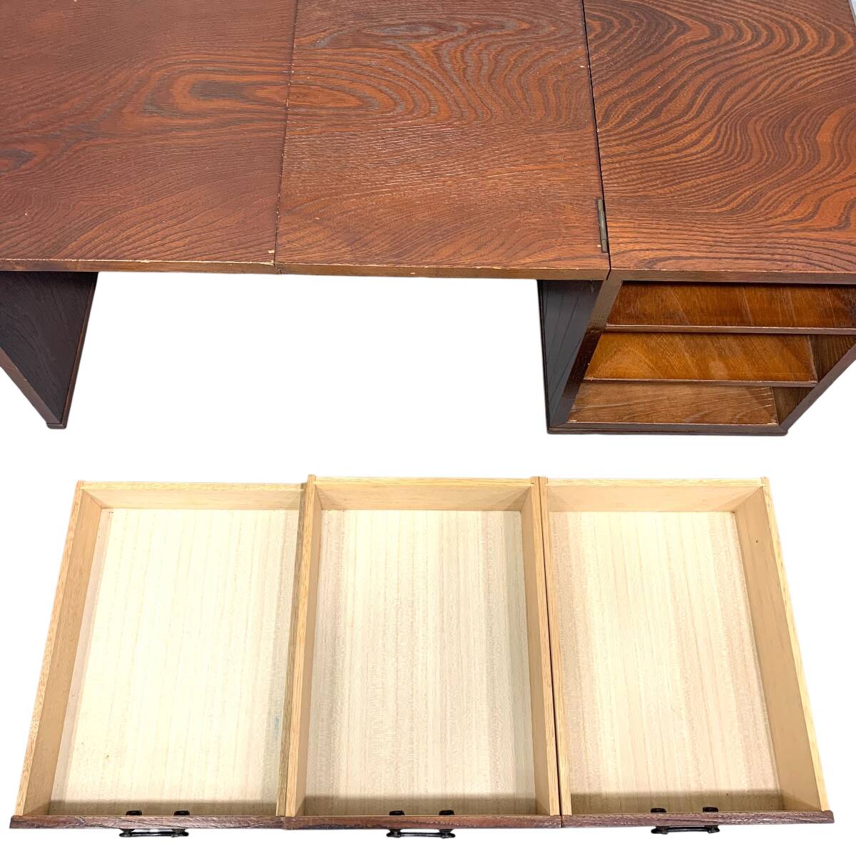 25C525_ジ4【アンティーク】折り畳み式文机 平机 袖机 稽古机 作業台 木製家具 インテリア 現状品 中古_画像9