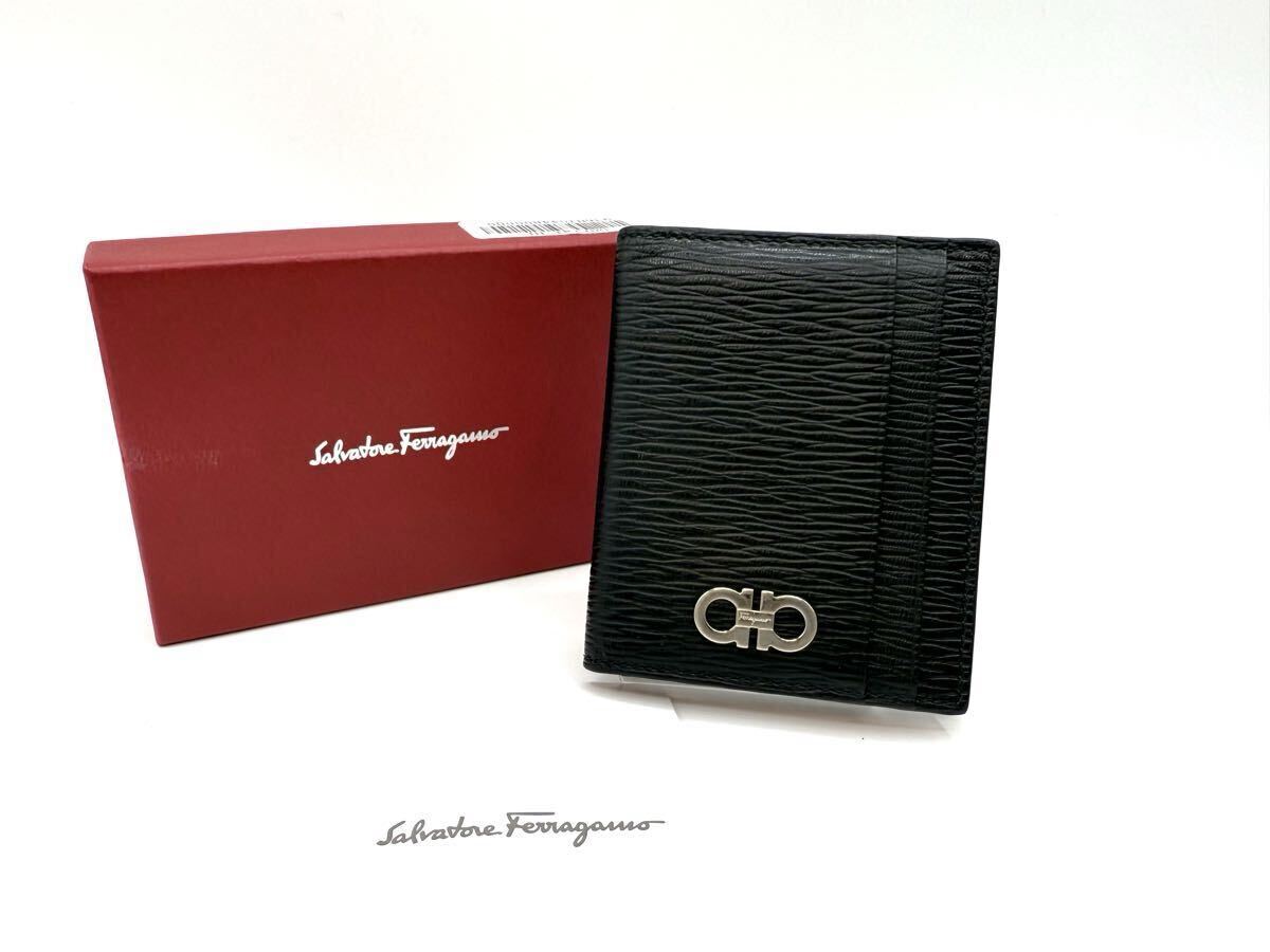 1081 не использовался . близкий Salvatore Ferragamo Ferragamo gun chi-ni чёрная кожа кошелек футляр для карточек Salvatore футляр для визитных карточек мужской 