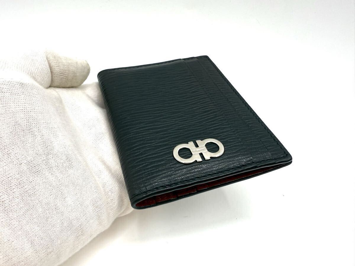 1081 не использовался . близкий Salvatore Ferragamo Ferragamo gun chi-ni чёрная кожа кошелек футляр для карточек Salvatore футляр для визитных карточек мужской 