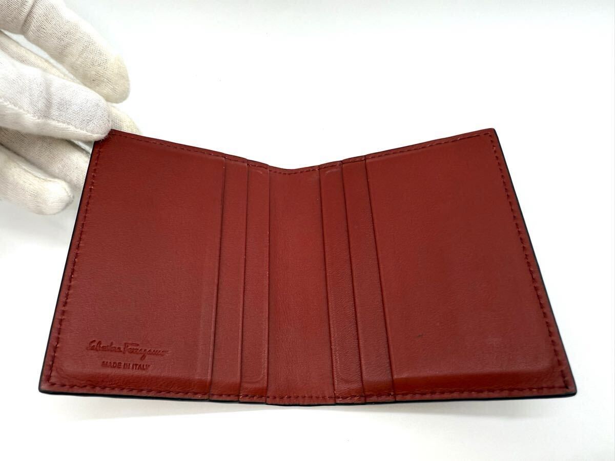 1081 не использовался . близкий Salvatore Ferragamo Ferragamo gun chi-ni чёрная кожа кошелек футляр для карточек Salvatore футляр для визитных карточек мужской 