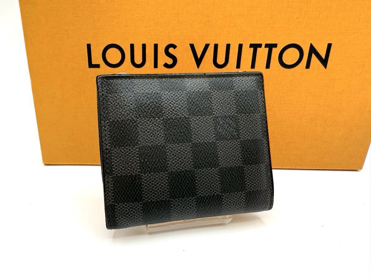 1089 極美品　LOUIS VUITTON ルイヴィトン N64021 ダミエグラフィット ポルトフォイユ スマート 二つ折り 財布 ウォレット ブラック系_画像1