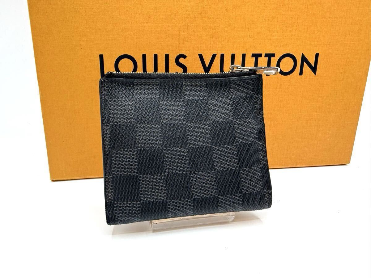 1089 極美品　LOUIS VUITTON ルイヴィトン N64021 ダミエグラフィット ポルトフォイユ スマート 二つ折り 財布 ウォレット ブラック系_画像2