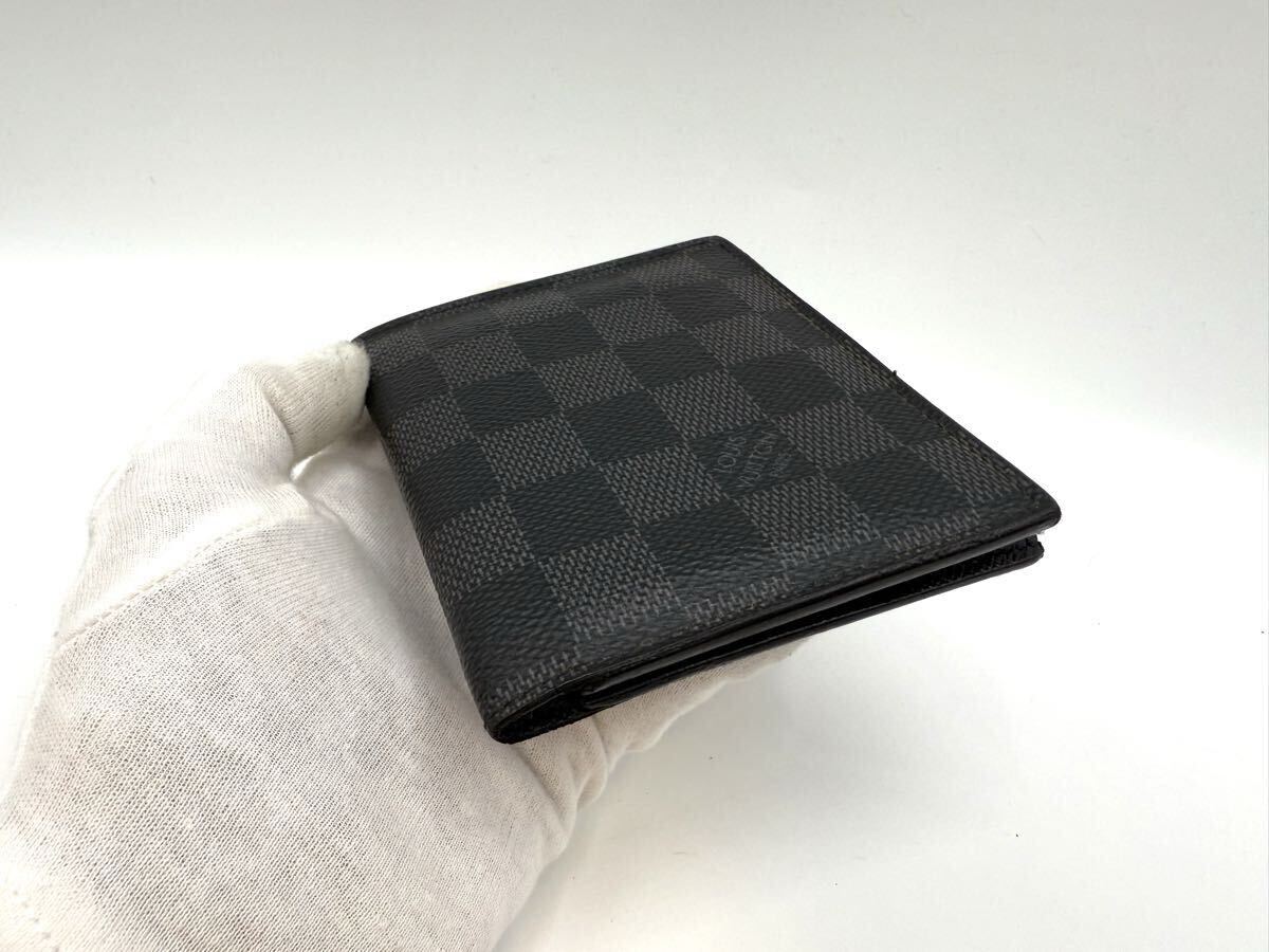 1089 極美品　LOUIS VUITTON ルイヴィトン N64021 ダミエグラフィット ポルトフォイユ スマート 二つ折り 財布 ウォレット ブラック系_画像3
