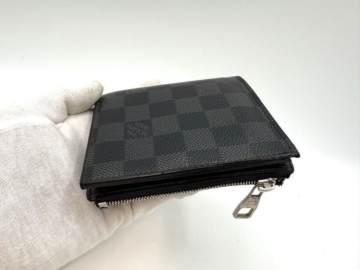 1089 極美品　LOUIS VUITTON ルイヴィトン N64021 ダミエグラフィット ポルトフォイユ スマート 二つ折り 財布 ウォレット ブラック系_画像5