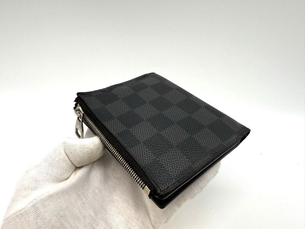 1089 極美品　LOUIS VUITTON ルイヴィトン N64021 ダミエグラフィット ポルトフォイユ スマート 二つ折り 財布 ウォレット ブラック系_画像6