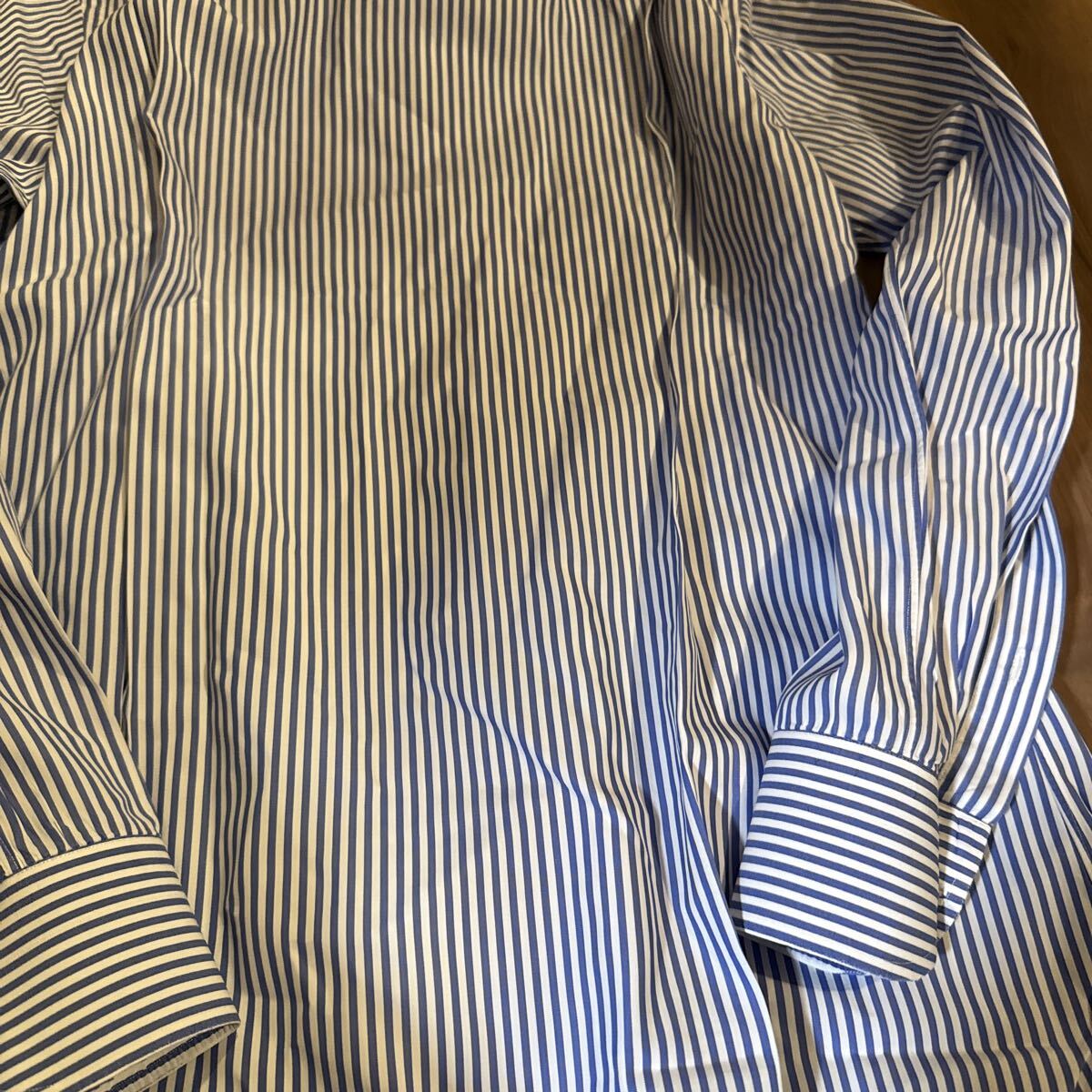 中古 LUIGI BORRELLI＜ルイジ ボレッリ＞ ドレスシャツ ロイヤルコレクション ブルーストライブ 38/15 長袖シャツ_画像10