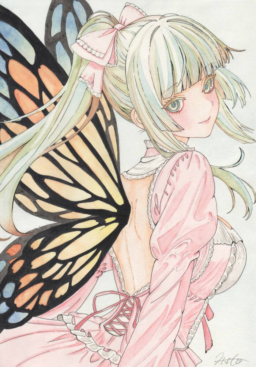  ручные иллюстрации оригинал Cara [Swallowtail butterfly ~age - бабочка ] A4 размер 