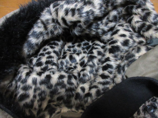 ロエン　Roen　裏　レオパード　スカル　プリント　フード　モッズ　コート　42_画像3