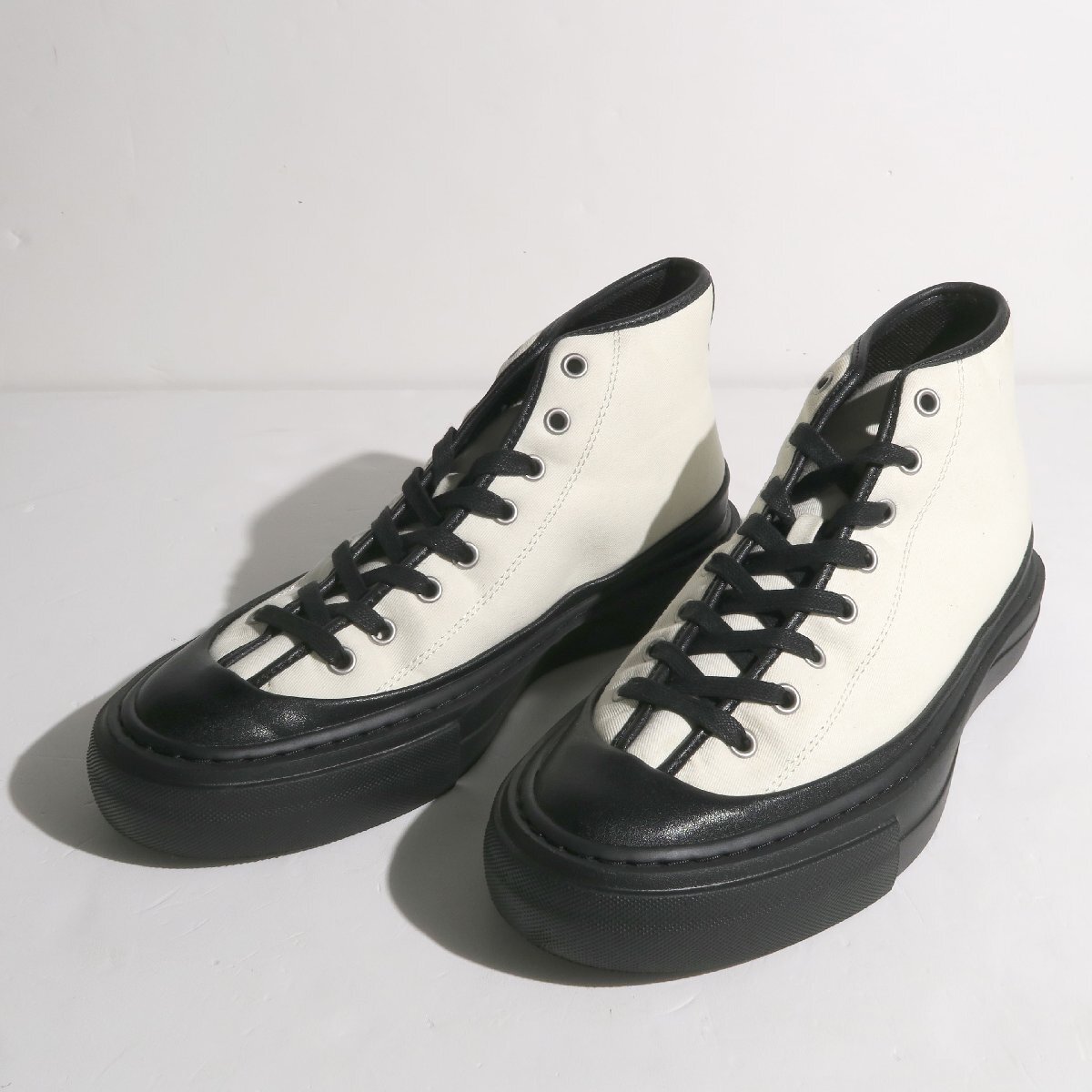 26cm 42 ATTACHMENT コットンツイル ハイカットスニーカー AA22-028 アタッチメント ブラック ホワイト CO TWILL HIGH CUT TRAINERS_画像1