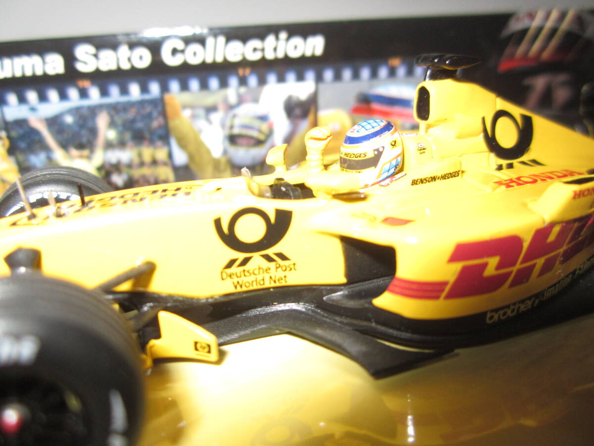 即決 PMA ミニチャンプス 1/43 ジョーダン EJ12 ホンダ №10 日本GP5位 佐藤琢磨 ベンソン＆ヘッジス仕様 ガッツポーズ/アンテナ/台紙追加_画像7