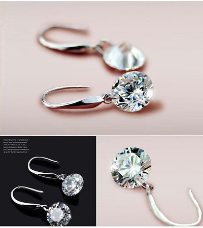 【今だけ送料無料！！今だけ１円スタート！！】刻印/ブリリアント大粒ダイヤモンドＣＺラウンドピアスC＊B_画像2