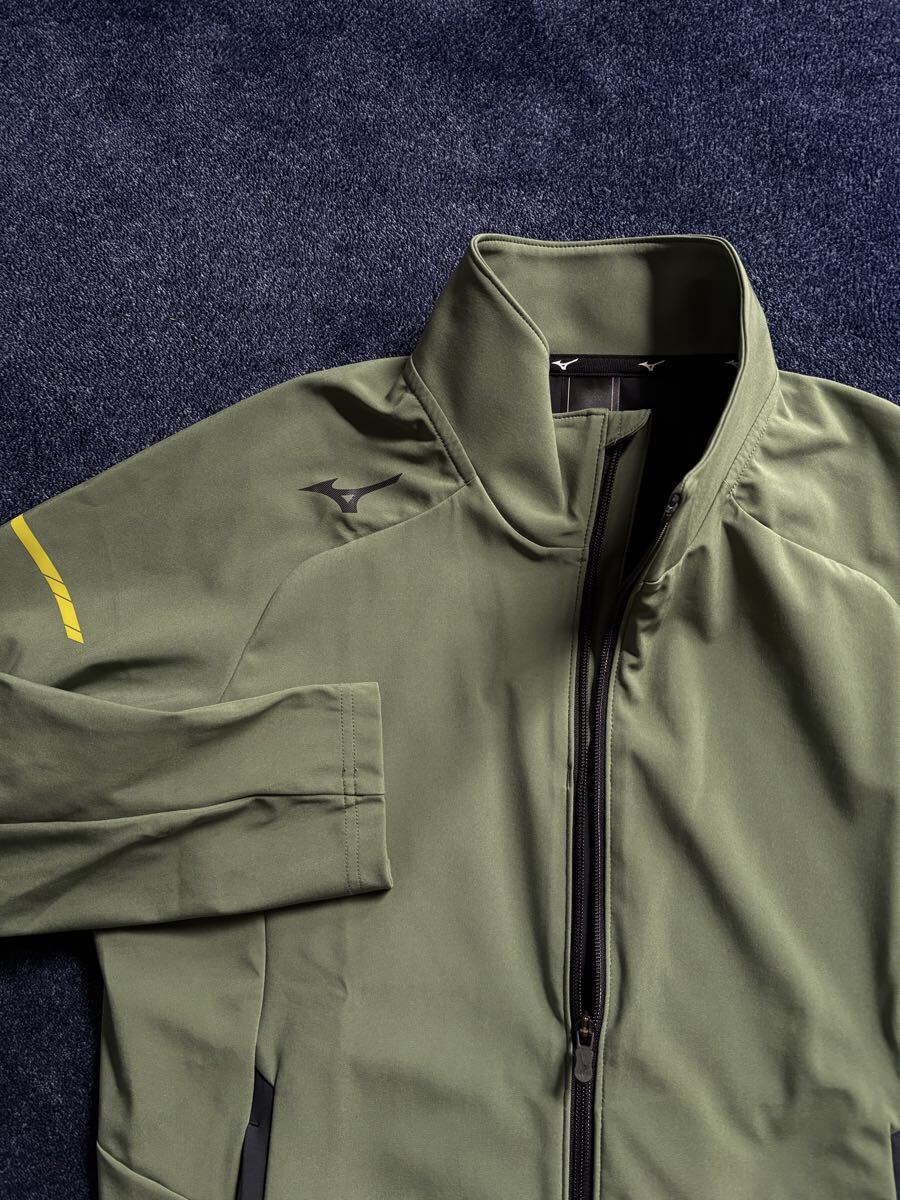 超美品 新品同様 定価12,650円 MIZUNO ミズノ ストレッチ 防風 テックシールド ジャケット スポーツ トレーニング sizeL グリーン系_画像8
