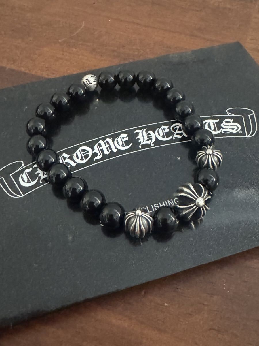 美品 ビーズブレスレット ブラック 購入証明書コピー付属_画像2