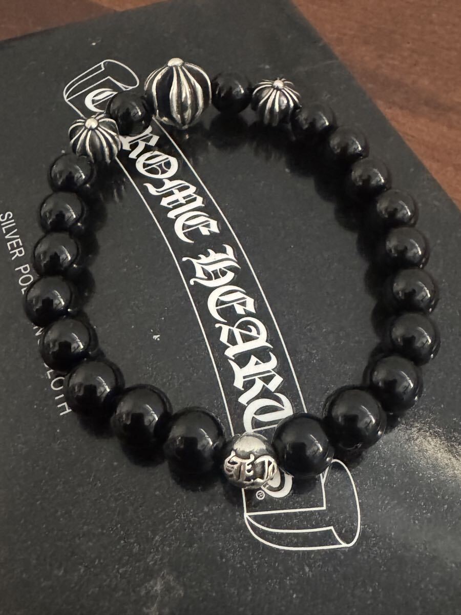 美品 ビーズブレスレット ブラック 購入証明書コピー付属_画像3
