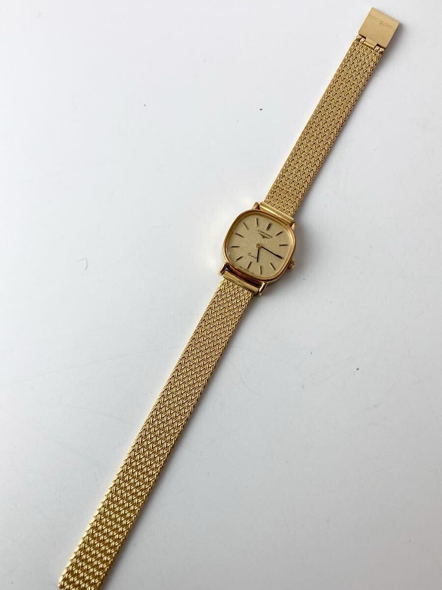 1円スタート！ロンジン Longines クォーツ式腕時計 腕時計 ゴールドカラー 電池式 アナログ表示 スクエア型 時計 レディース 不動品 31_画像2