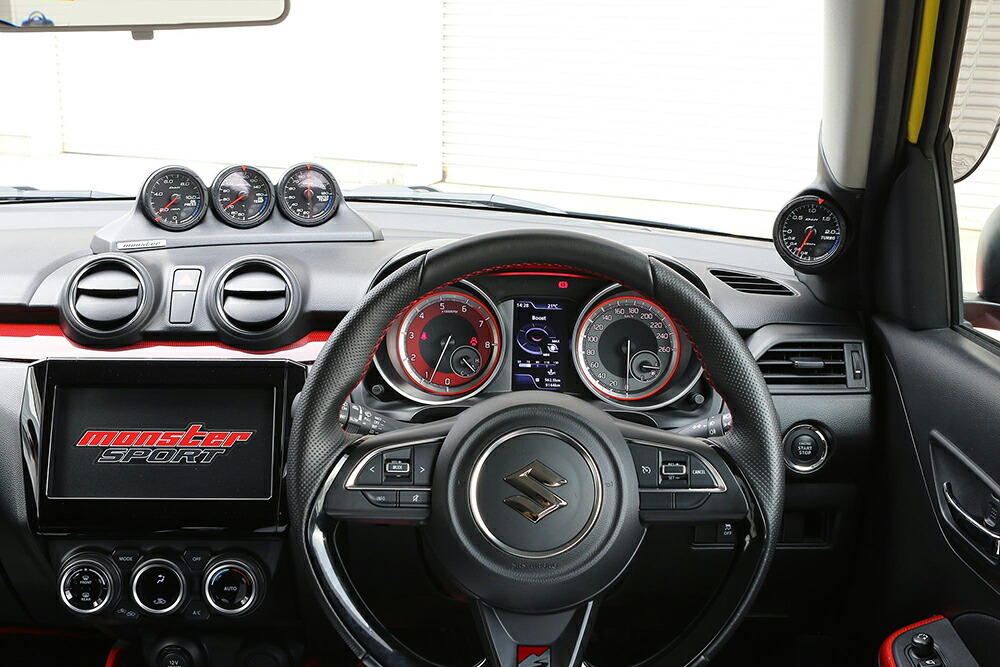 Monster Sport モンスタースポーツ ピラーメーターフード φ60 スイフトスポーツ ZC33S 17.09~(1~4型) K14C ターボ FF 6MT/6AT_画像3