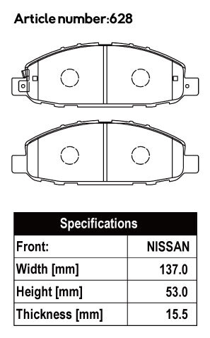 ACRE アクレ ブレーキパッド ライトスポーツ フロント用 キャラバン CSGE25 DSGE25 SGE25 H19.9～H24.6 2.5L_画像2
