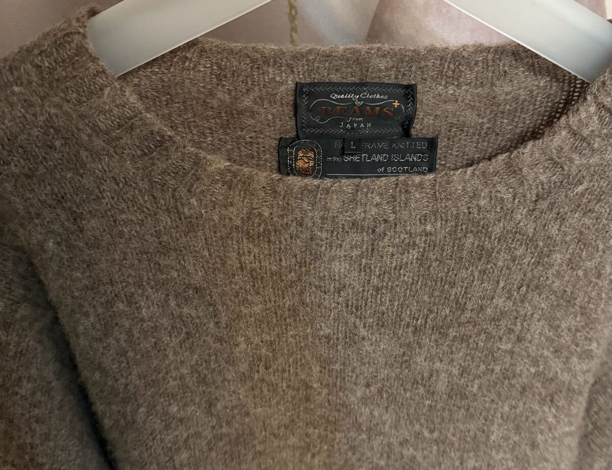 ビームスプラス シェットランドウール クルーネックニット ブラウン_画像2