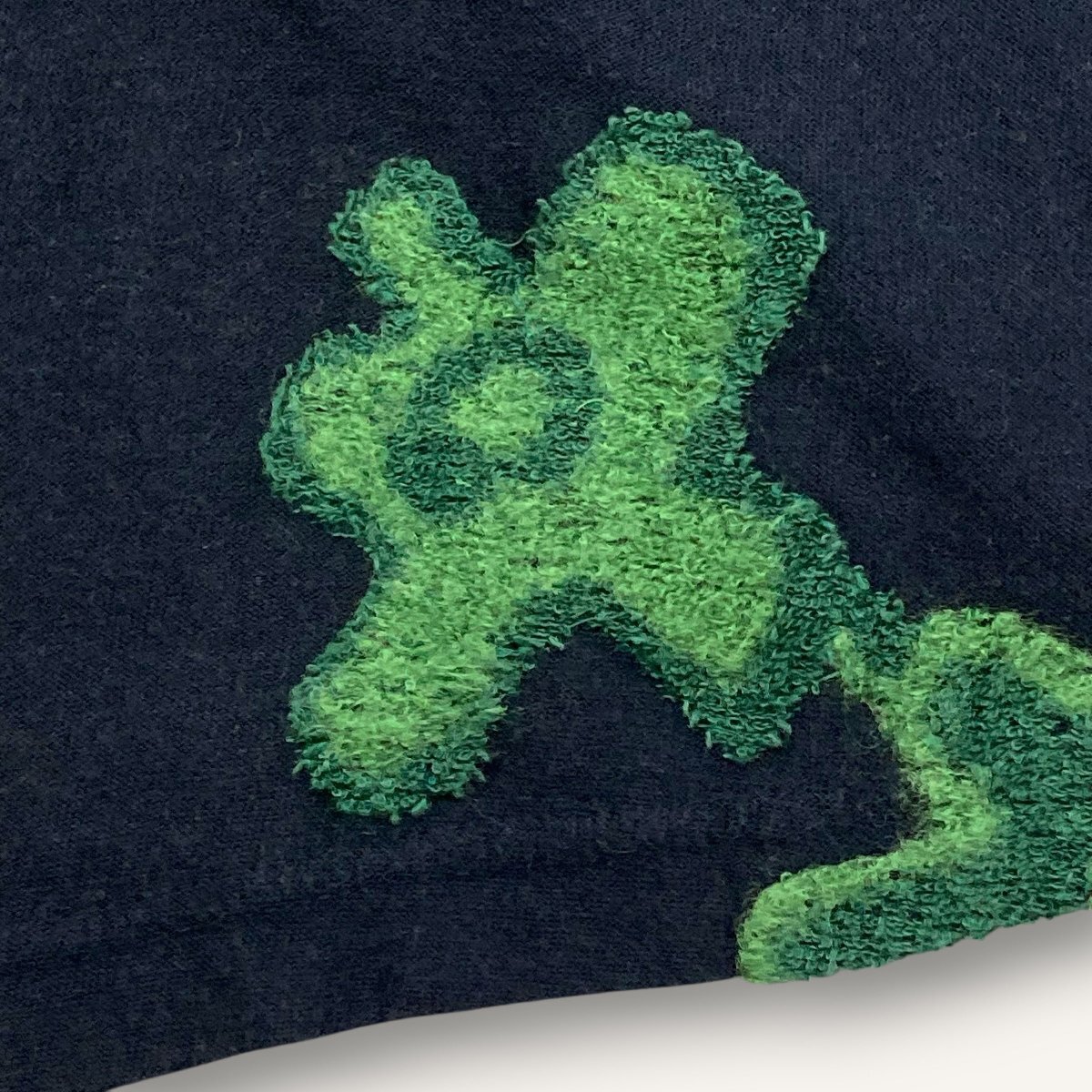 美品 慈雨/センソユニコ 花柄ジャガードコットンウールニットプルオーバー 40紺緑 sc955_画像9