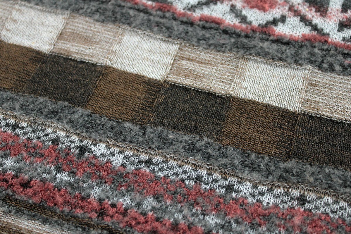 ☆美品☆慈雨センソユニコ/オルテガ柄ジャガードウール長袖ニットプルオーバー:40/灰系yx773_画像8