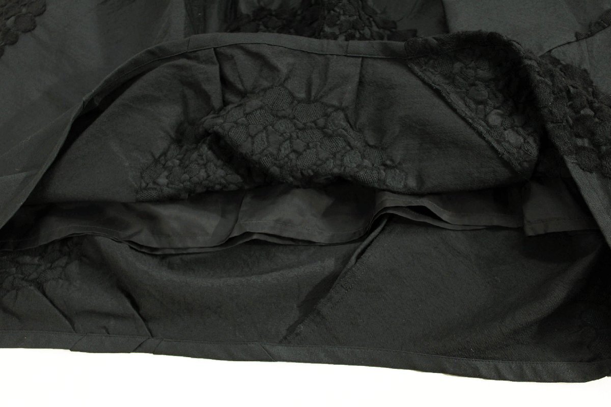 ☆美品☆慈雨センソユニコ/ウールサークル柄ジャガード織りロングスカート:40/黒yx922_画像8