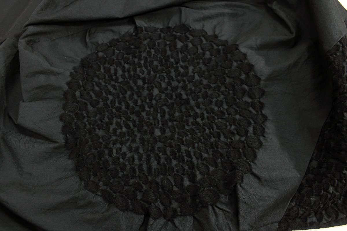 ☆美品☆慈雨センソユニコ/ウールサークル柄ジャガード織りロングスカート:40/黒yx922_画像2